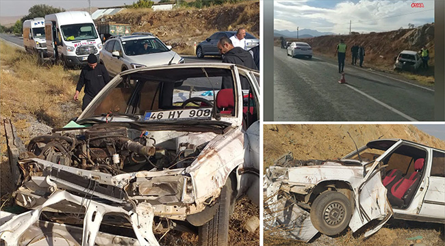 Afşin’de toprak zemine çarpan otomobil paramparça oldu: 1 ağır 2 yaralı