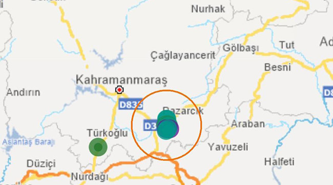 Pazarcık’ta 3.8 şiddetinde deprem  