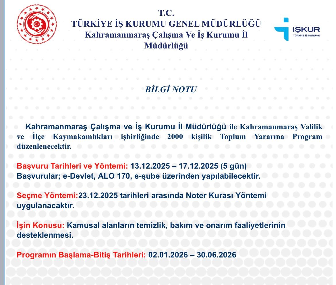 KAHRAMANMARAŞ DA TOPLUM YARARINA PROGRAM !!!